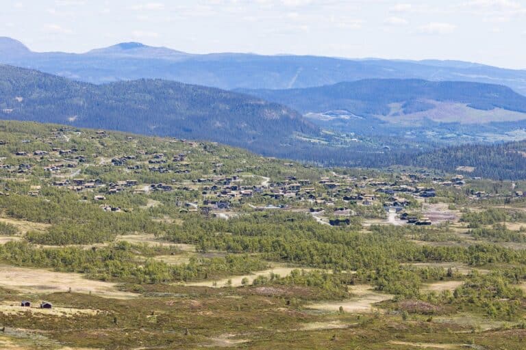 Luchtfoto van het bergdrop Beitostølen