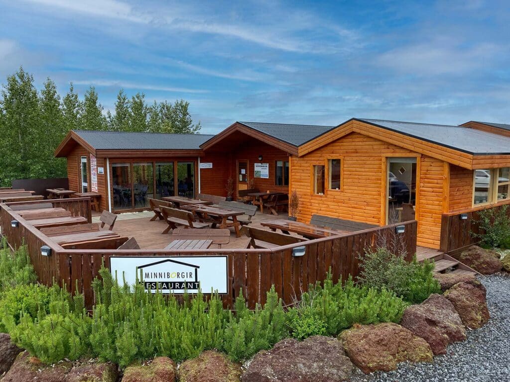 Restaurant van Minniborgir huisjespark bij de Gouden Cirkel in IJsland