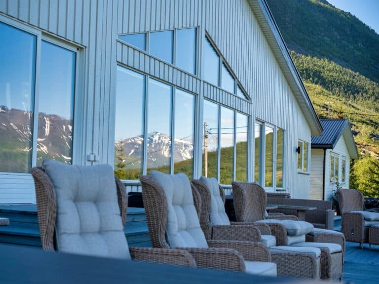 Arctic panorama lodge buitenkant gebouw