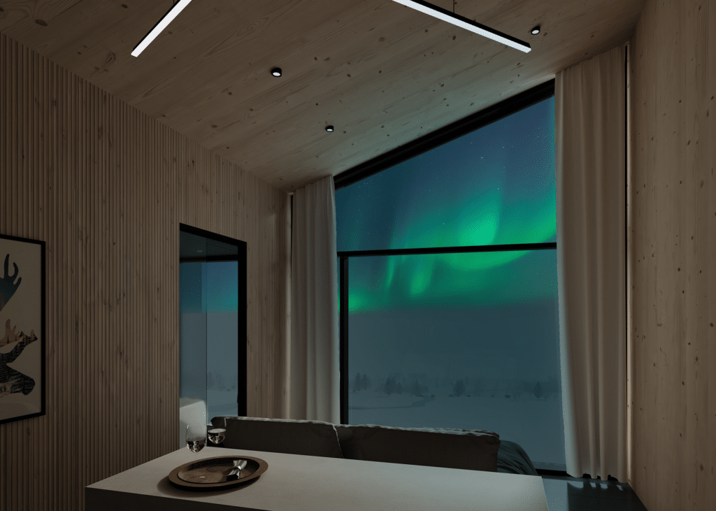 uitzicht vanuit Aurora Sauna Suite Star Arctic
