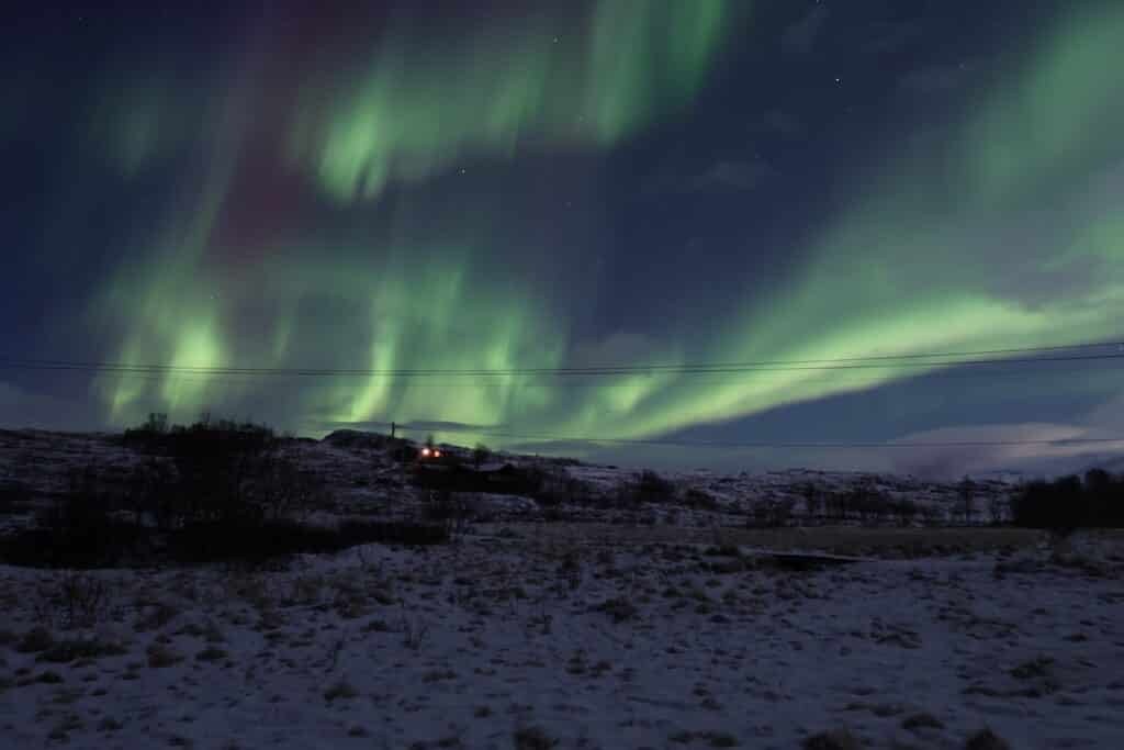 Noorderlicht vlak bij Tromsø in Noord-Noorwegen