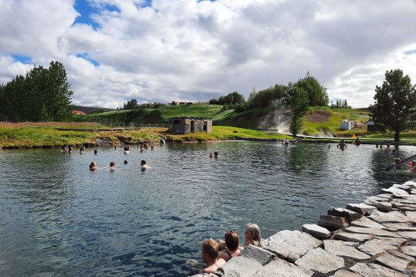 Secret Lagoon bad bij Fludir op IJsland