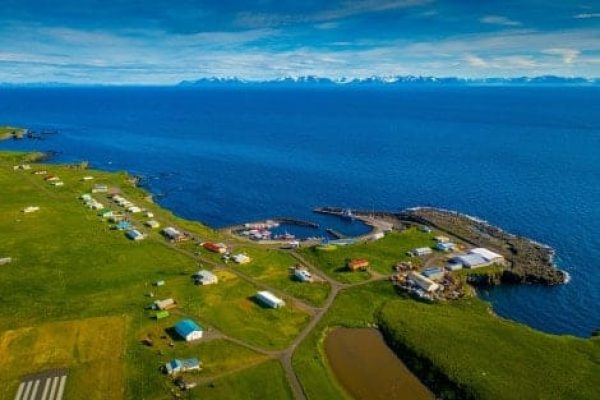 Grímsey met paar huisjes