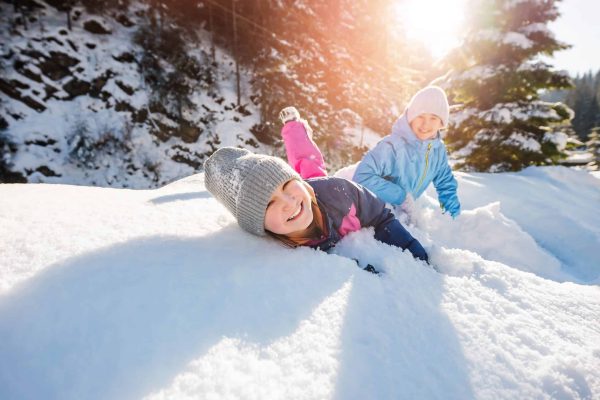 Happy,Children,Playing,In,The,Deep,Snow.,Winter,Fun,For