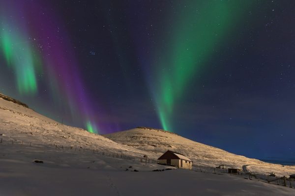 Noorderlicht op de Faeröer eilanden