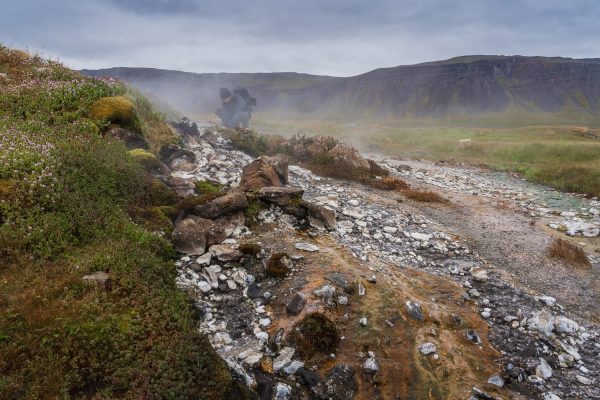 Reykholar West-IJsland warme bron met mens