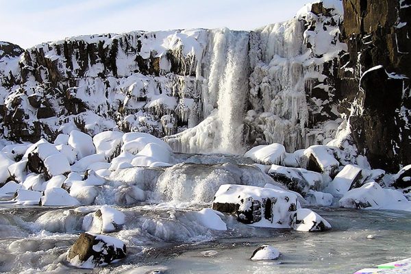 Waterval Öxararfoss in Thingvellir N.P. IJsland