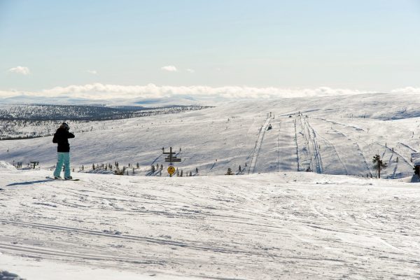 Zicht op de piste bij Saariselka