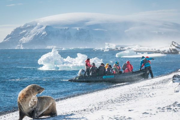 Zodiac landing bij Brown Bluff met Pelsrob Antarctica