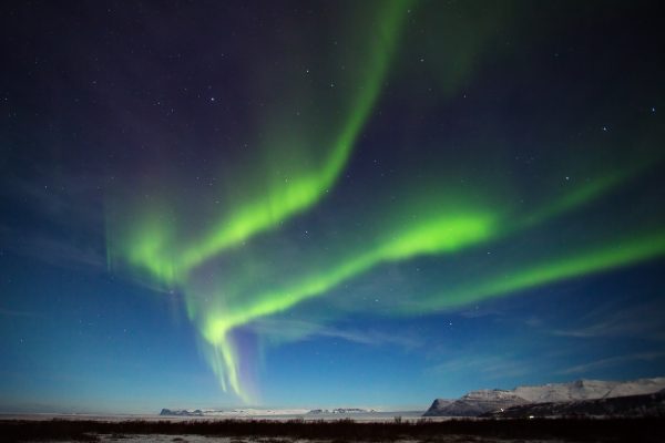 Het noorderlicht boven Skaftafell IJsland